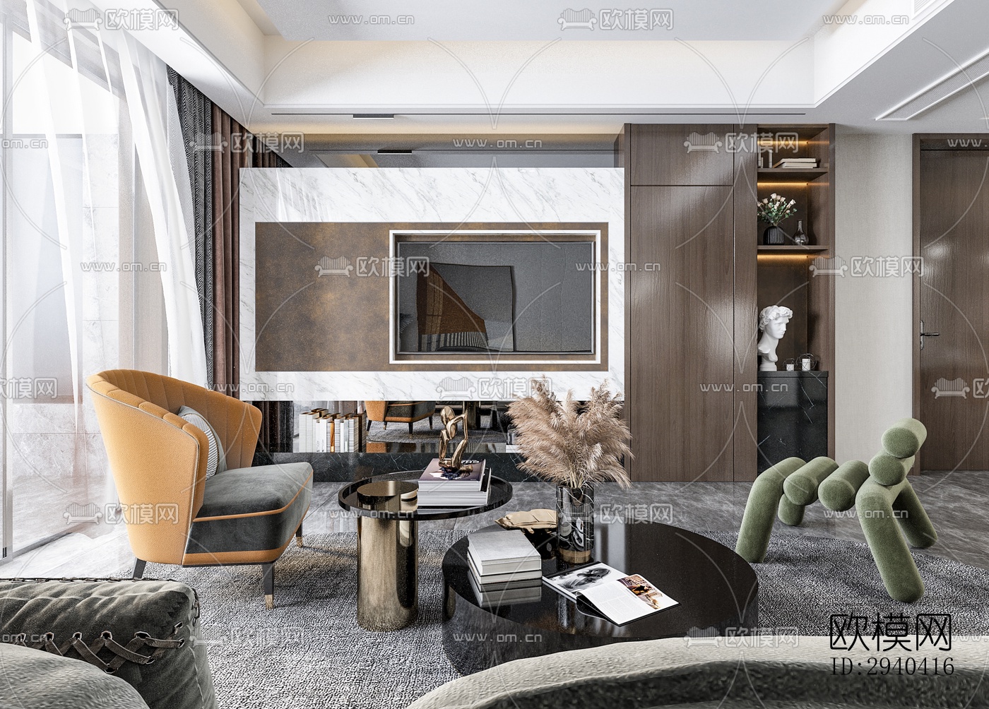 现代平层效果图下载（渲染图5）