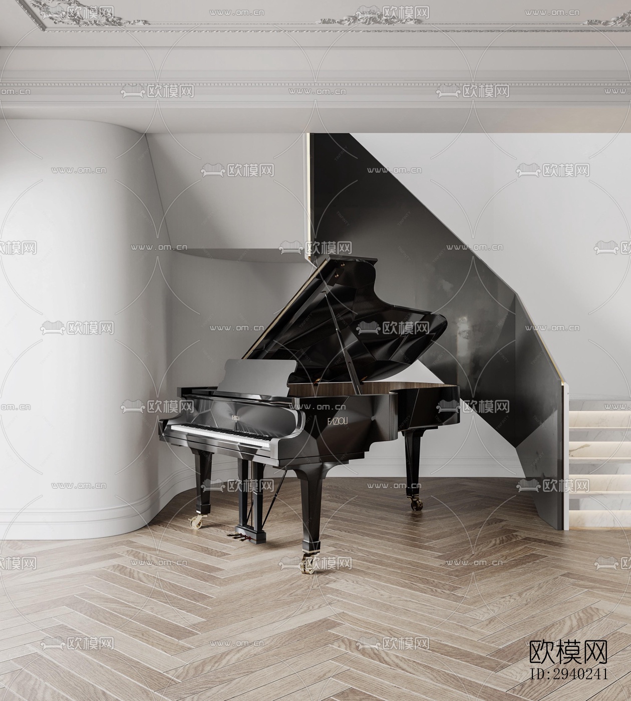 法式平层效果图下载（渲染图9）