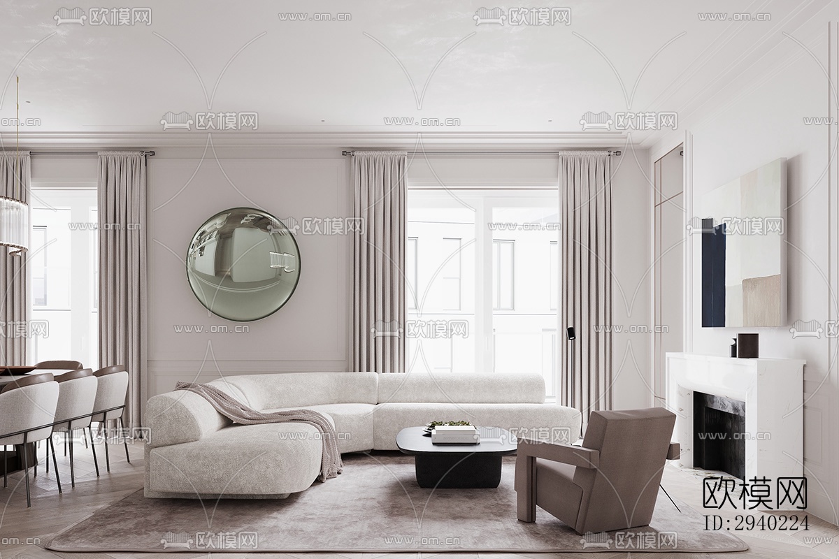 法式平层效果图下载（渲染图5）