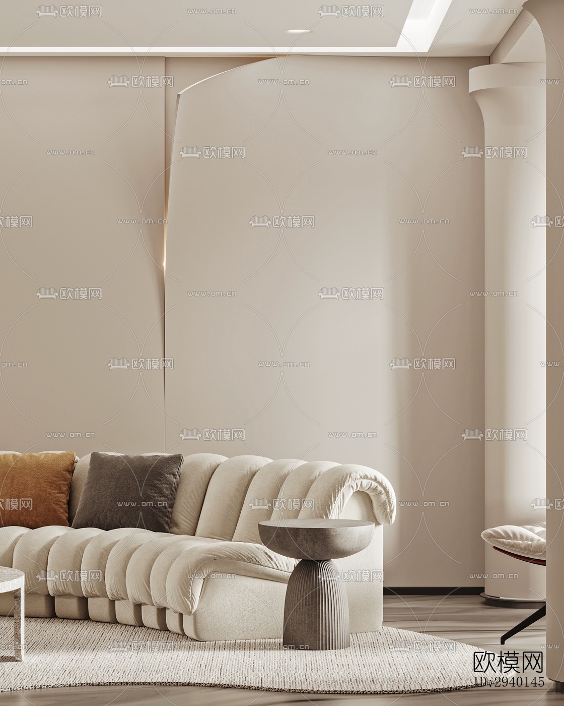 奶油风平层效果图下载（渲染图7）