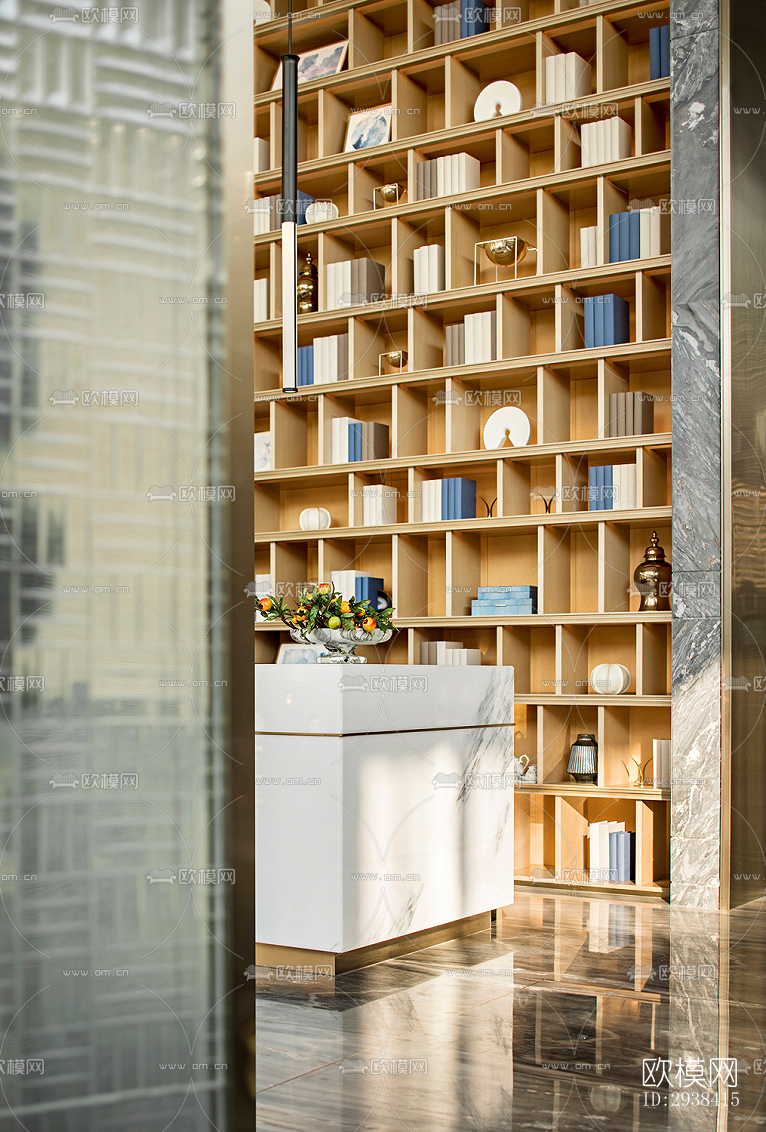 新中式售楼处效果图下载（渲染图1）