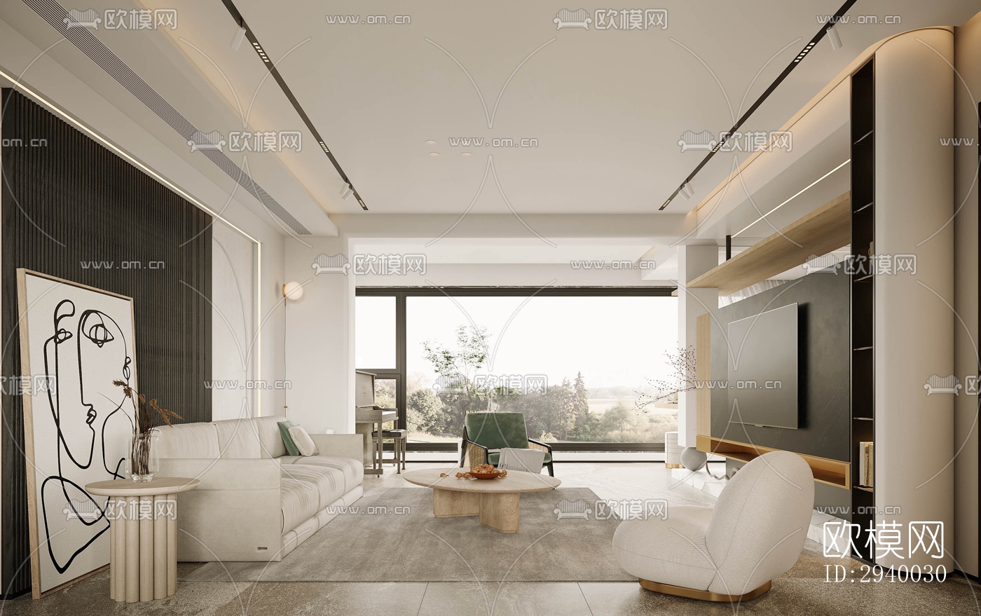 侘寂平层效果图下载（渲染图10）