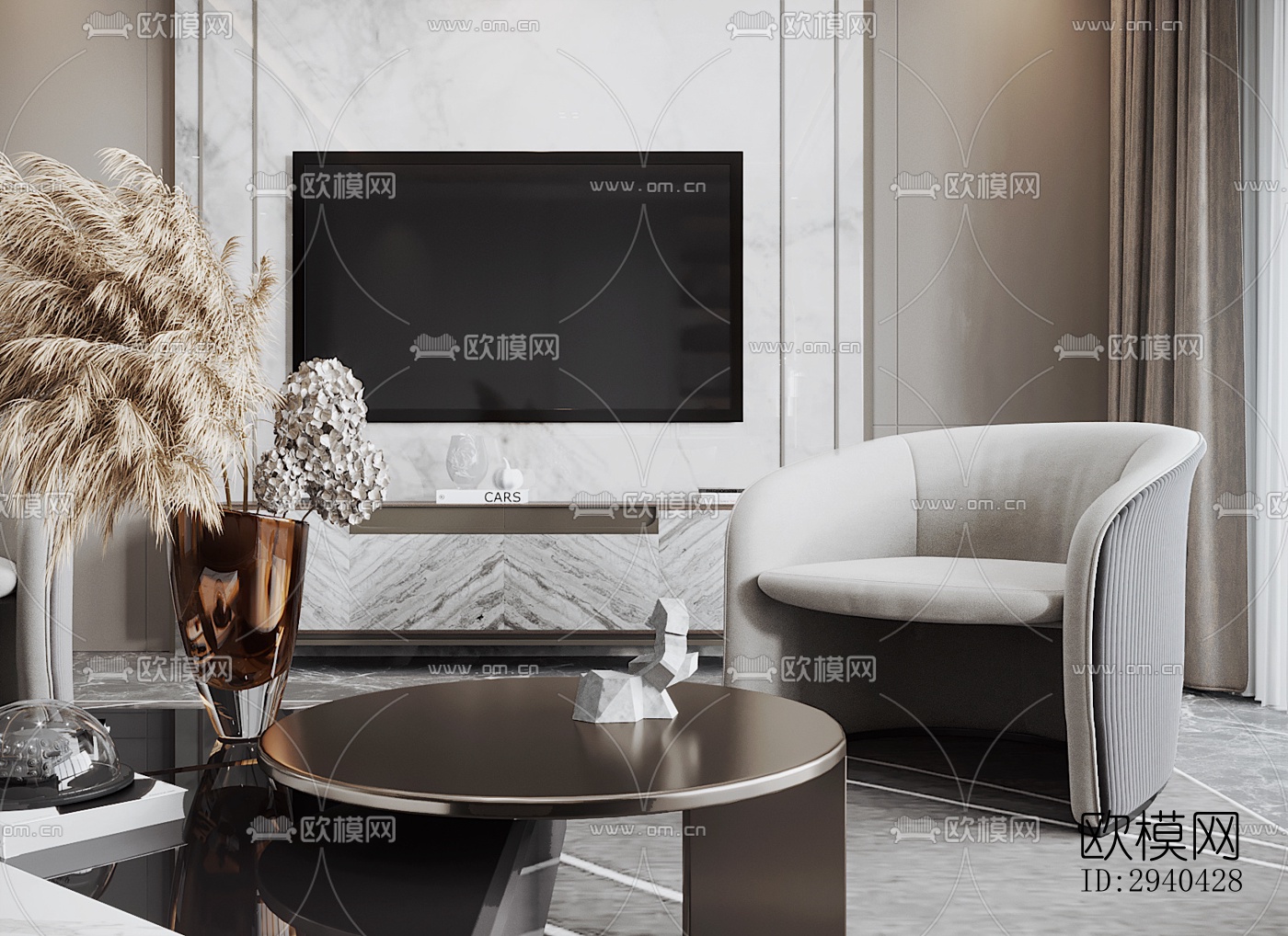 现代平层效果图下载（渲染图3）