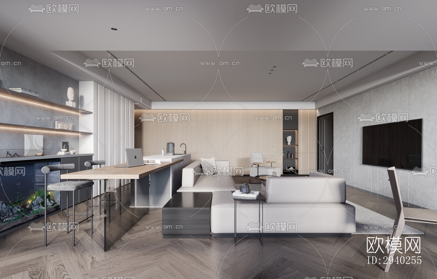 现代平层效果图下载（渲染图8）