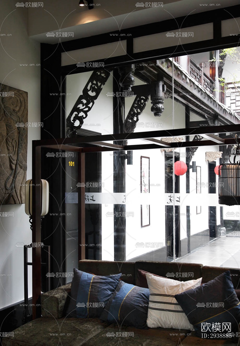 中式酒店民宿效果图下载（渲染图13）