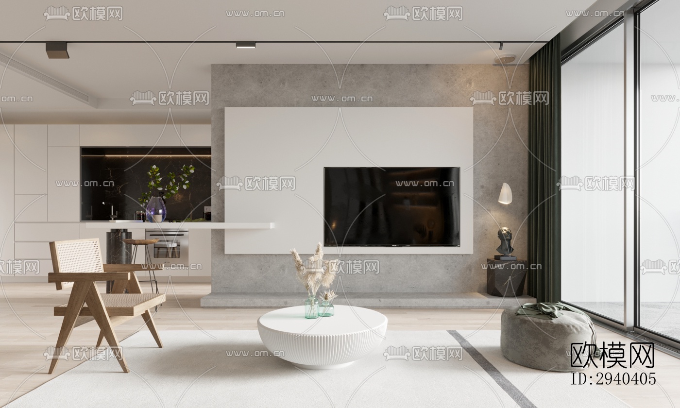 现代平层效果图下载（渲染图5）