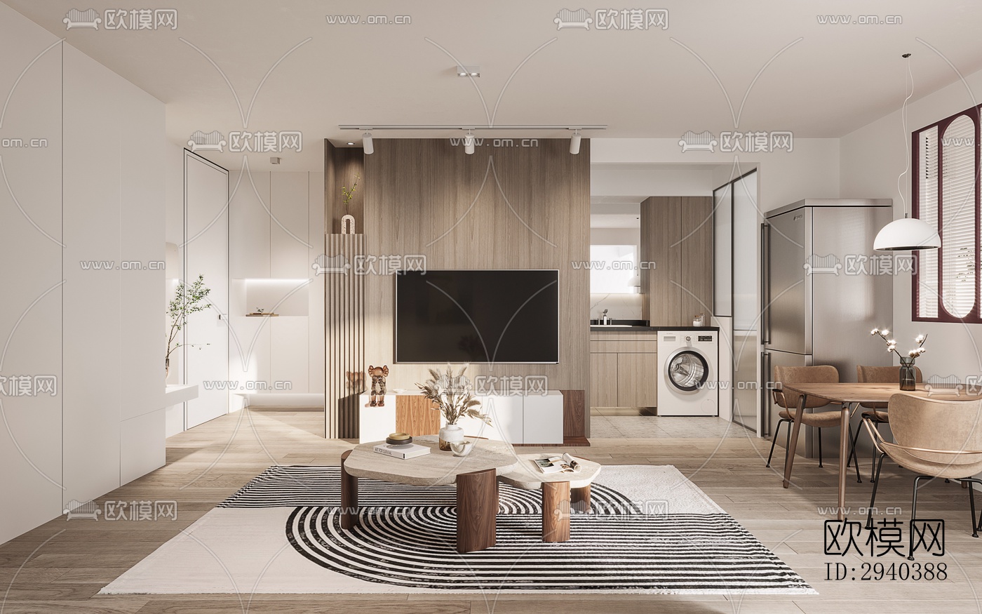 现代平层效果图下载（渲染图6）