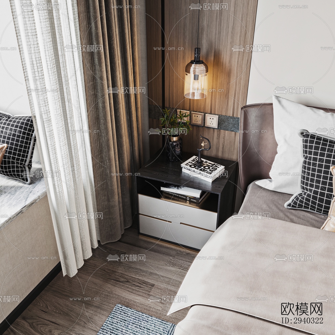 现代平层效果图下载（渲染图8）