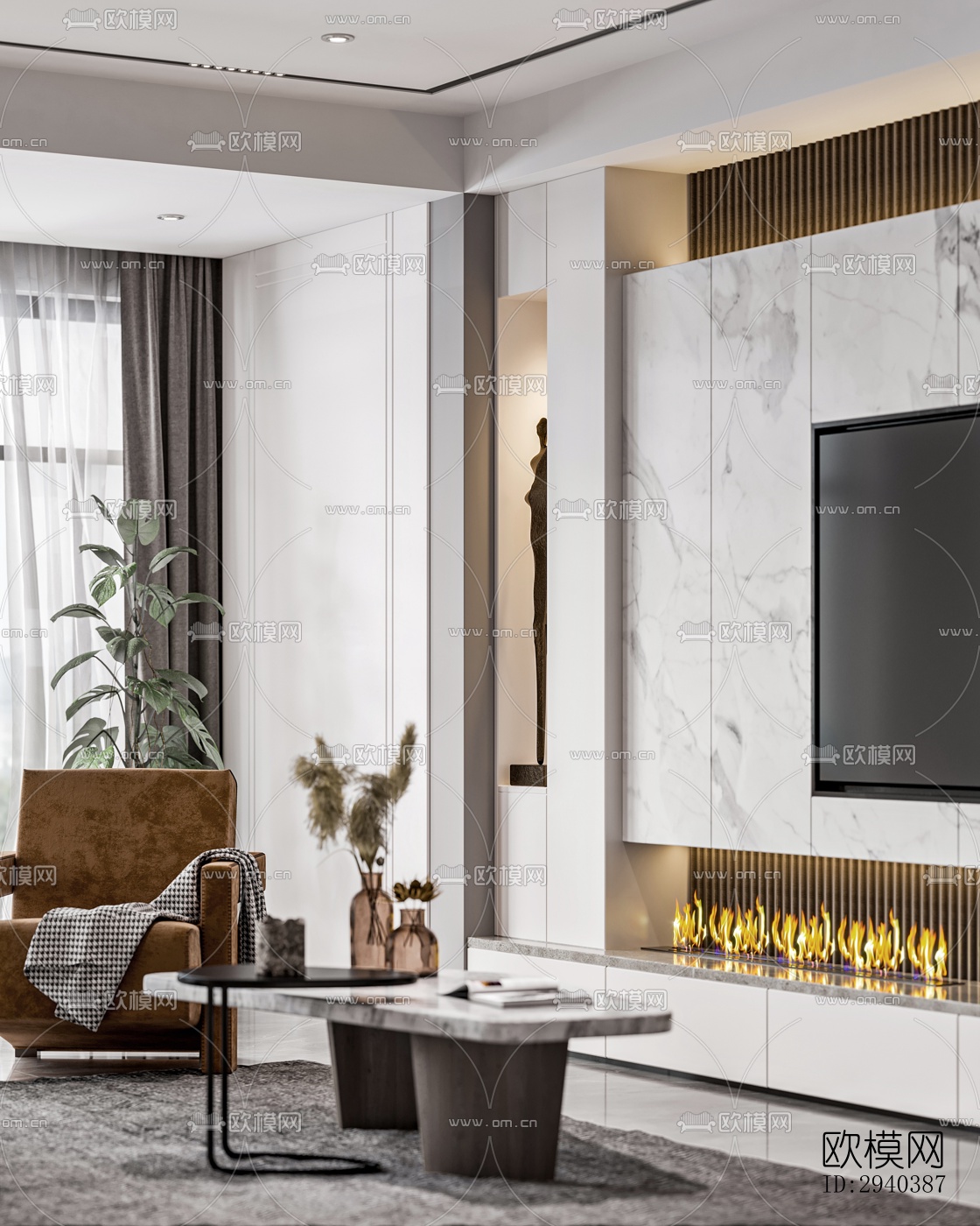 现代平层效果图下载（渲染图15）