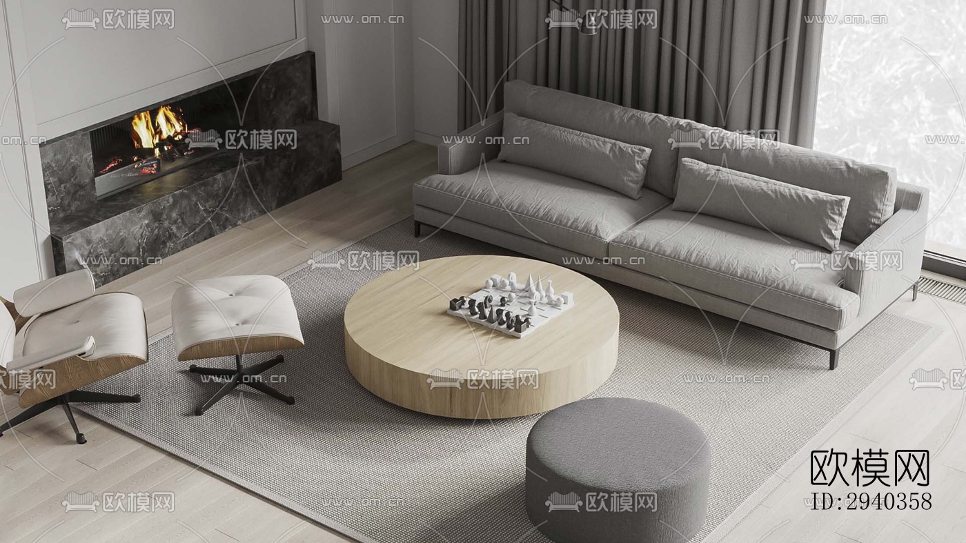 现代平层效果图下载（渲染图11）