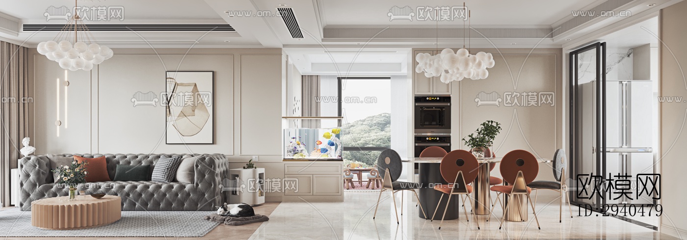 美式平层效果图下载（渲染图9）