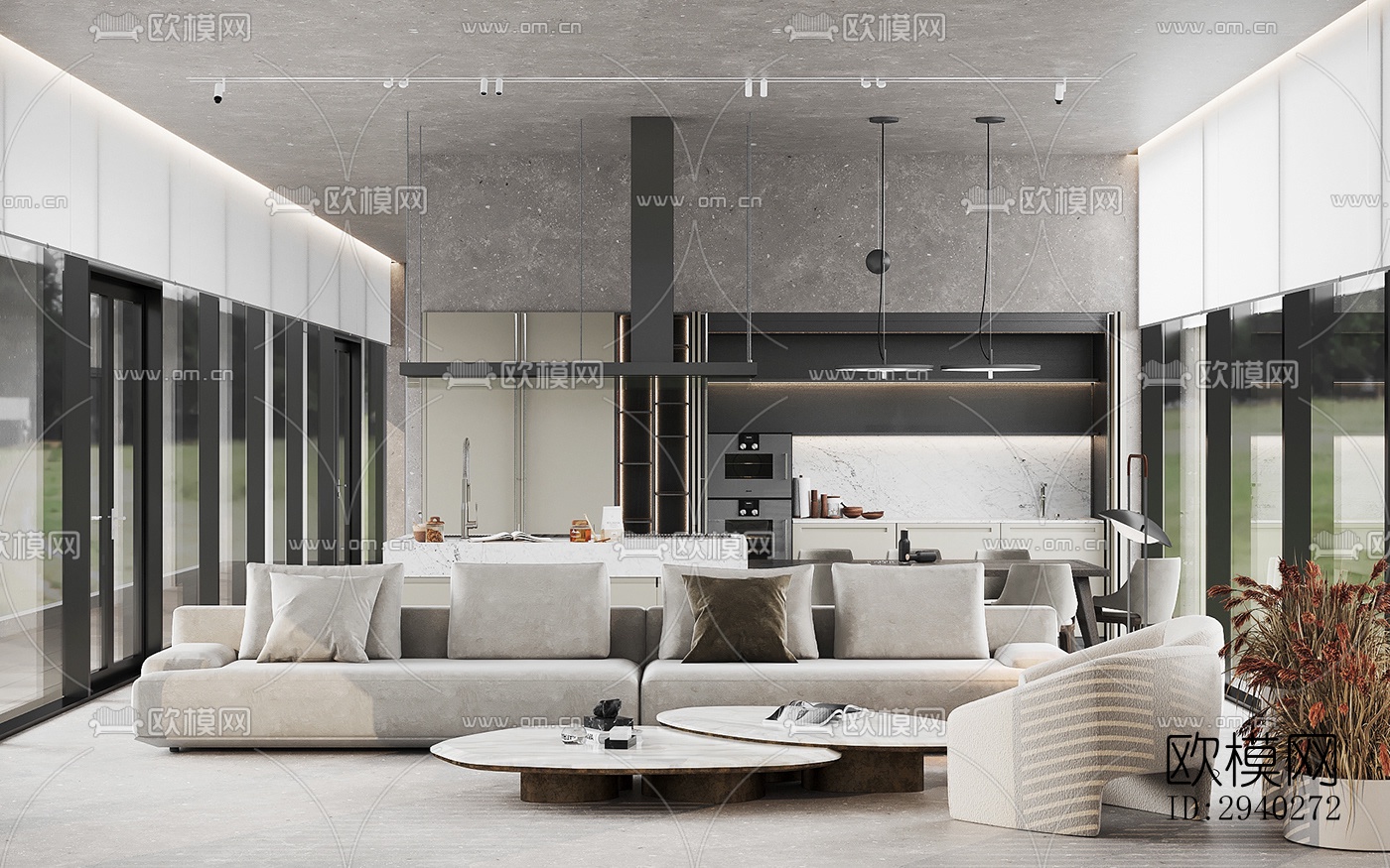 现代平层效果图下载（渲染图6）