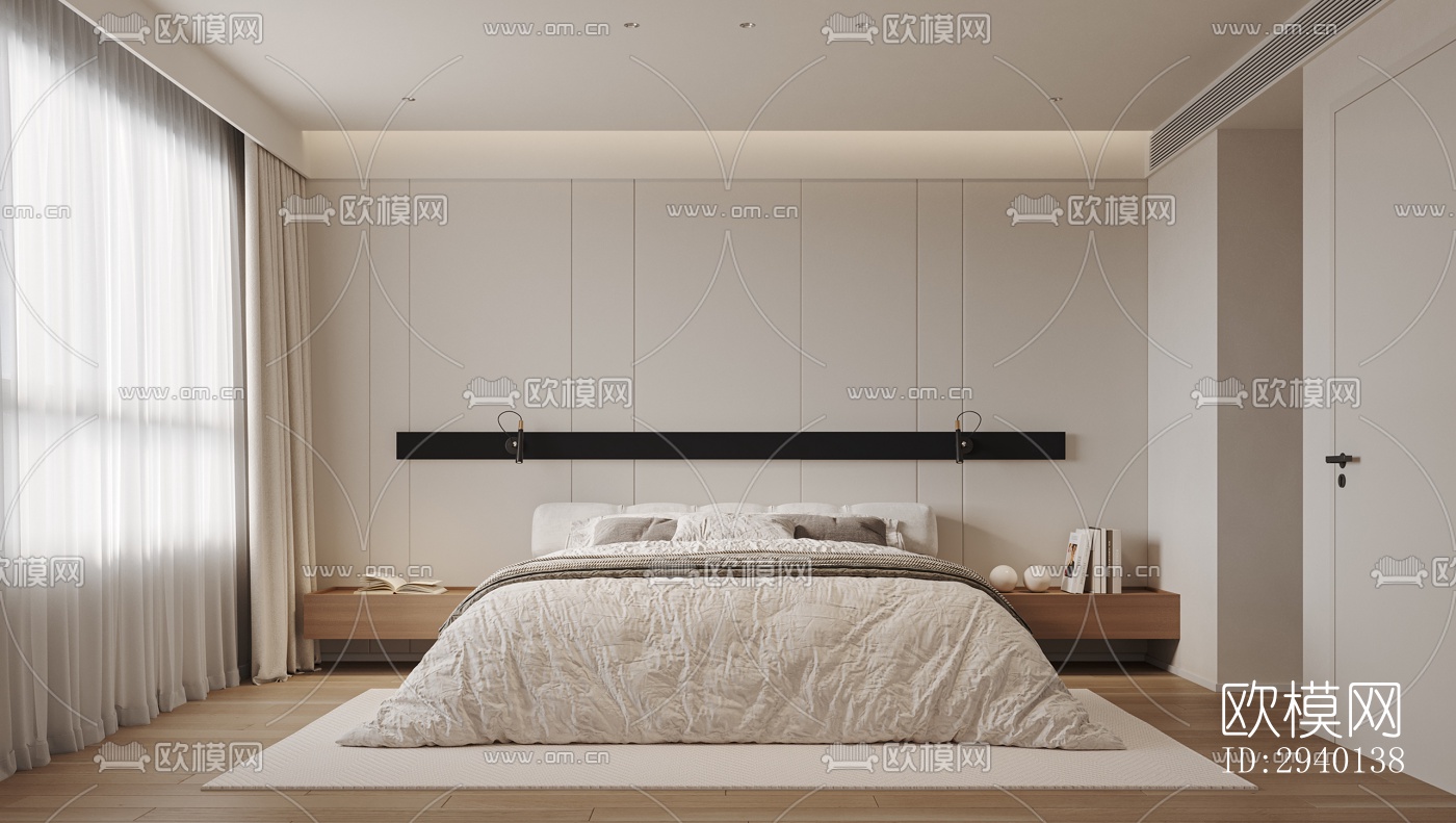 奶油风平层效果图下载（渲染图6）