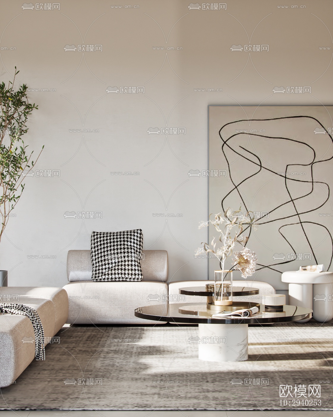 现代平层效果图下载（渲染图10）