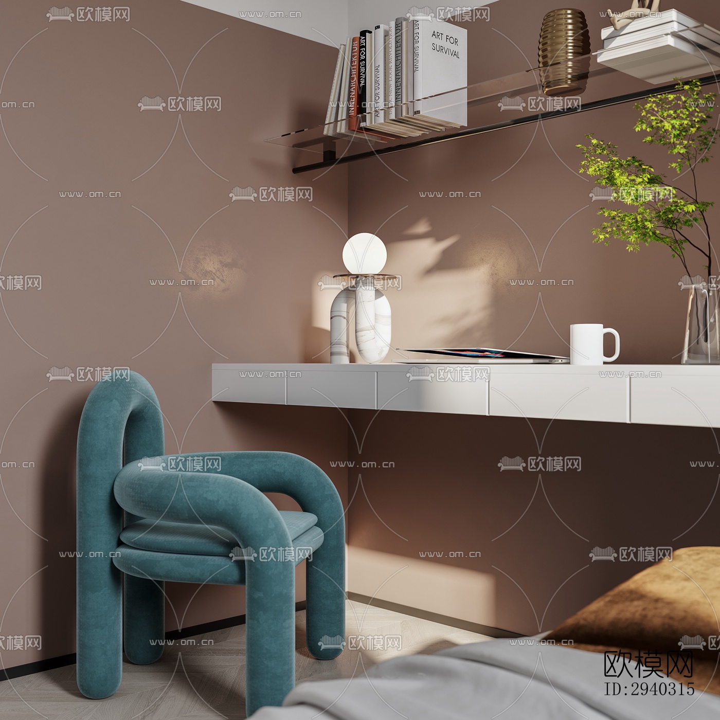 现代平层效果图下载（渲染图3）