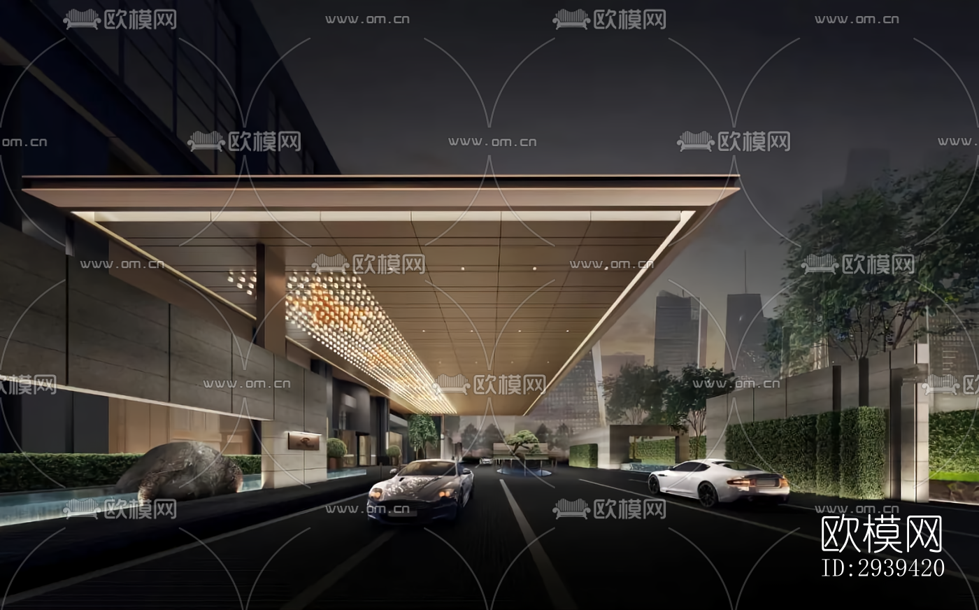 新中式酒店民宿效果图下载（渲染图1）