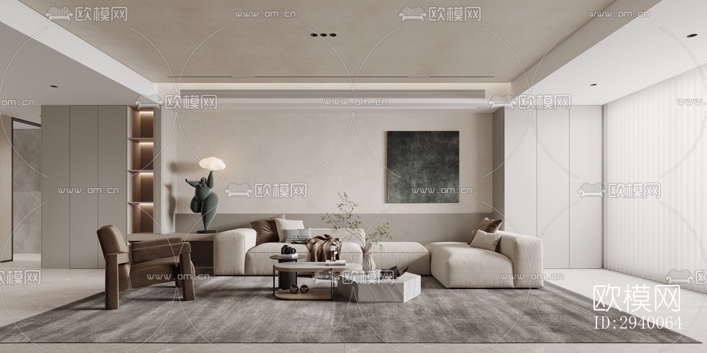 侘寂平层效果图下载（渲染图3）