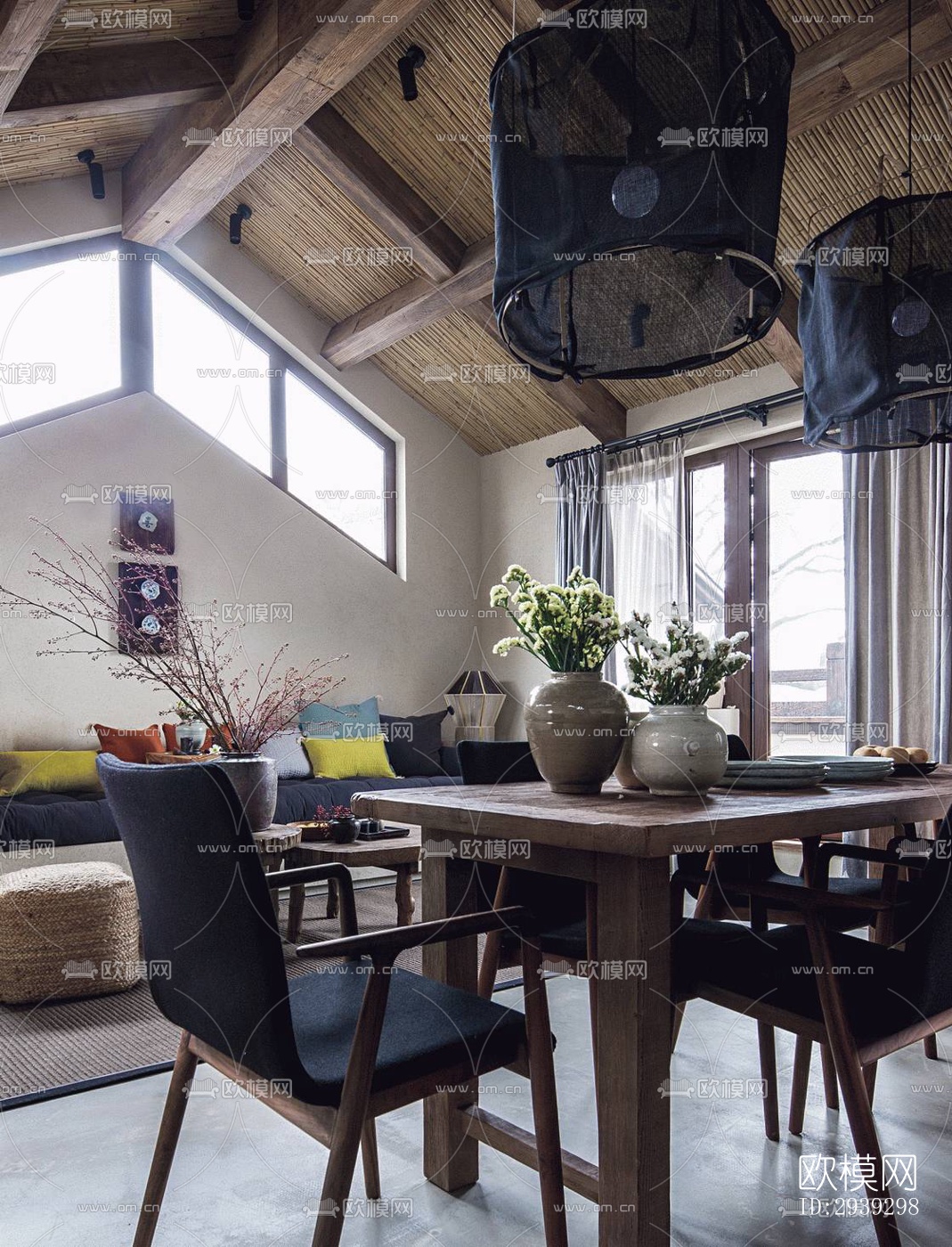 新中式酒店民宿效果图下载（渲染图11）