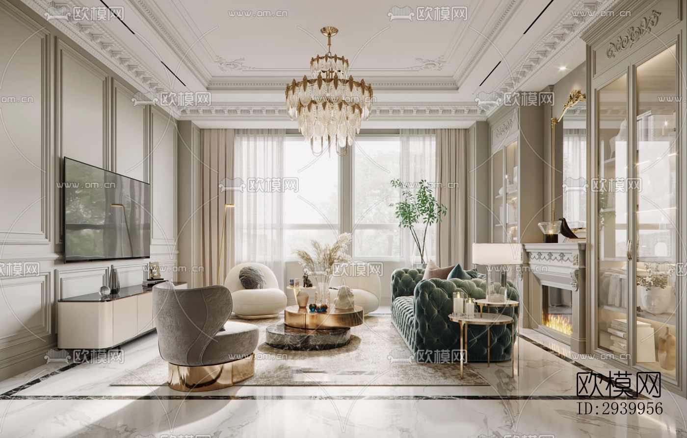 法式复式效果图下载（渲染图16）