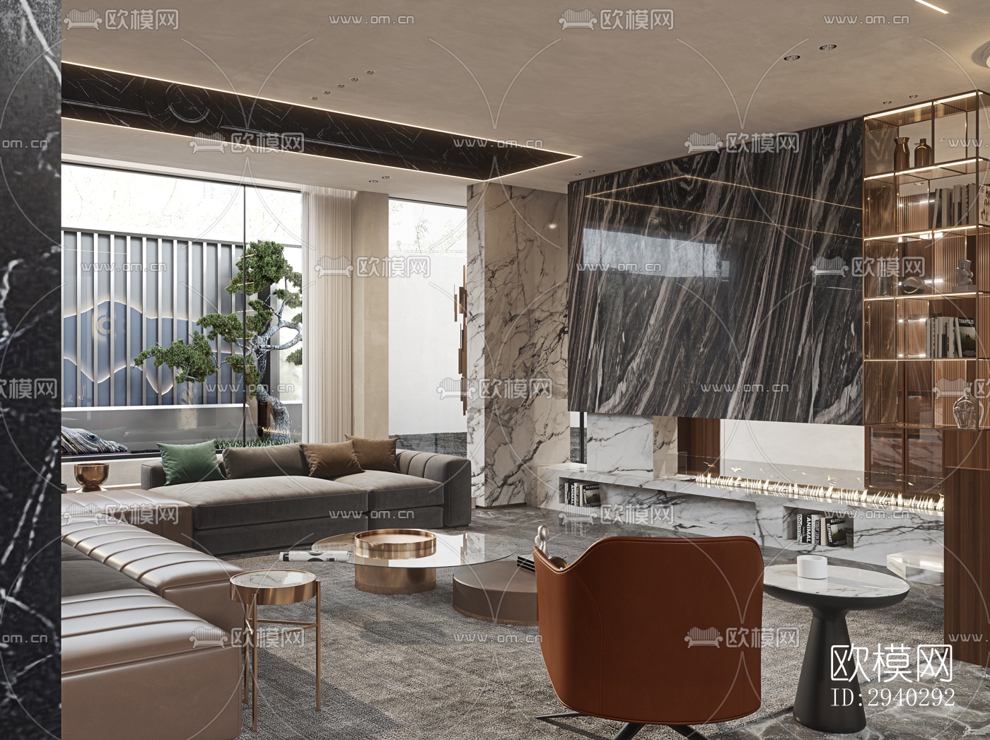 现代平层效果图下载（渲染图10）