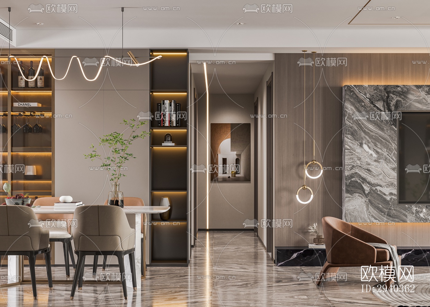 现代平层效果图下载（渲染图2）