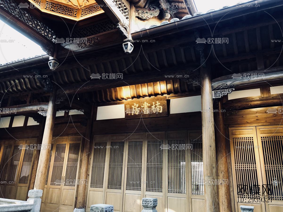 新中式酒店民宿效果图下载（渲染图13）