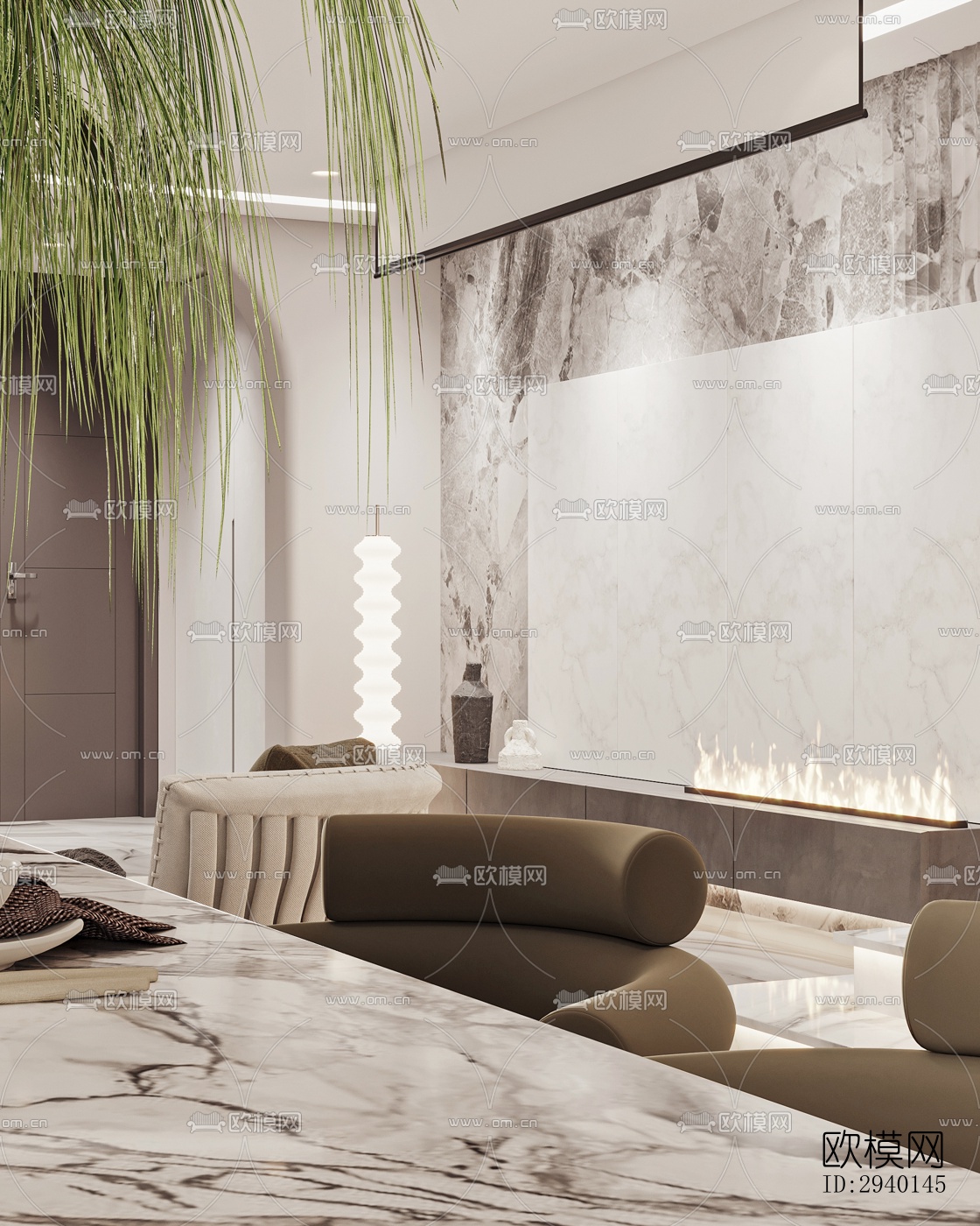 奶油风平层效果图下载（渲染图17）