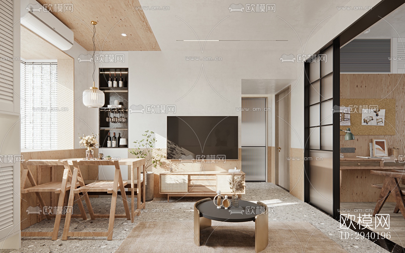 日式平层效果图下载（渲染图8）