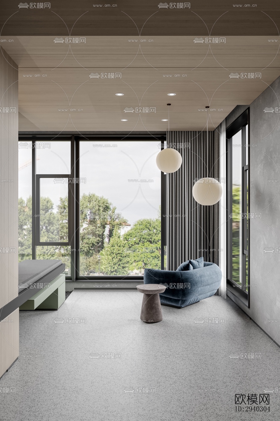 现代平层效果图下载（渲染图2）