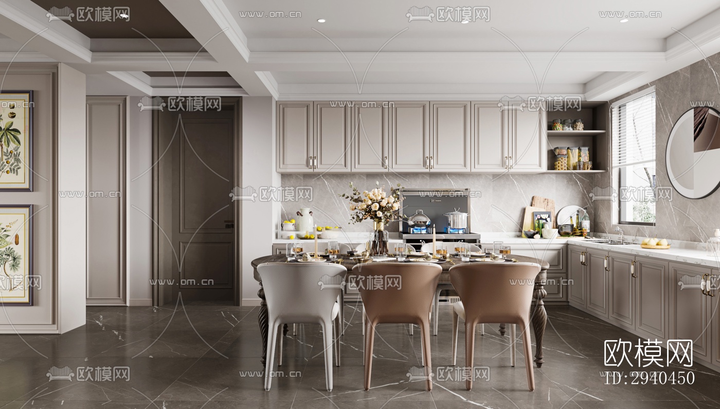 美式平层效果图下载（渲染图14）