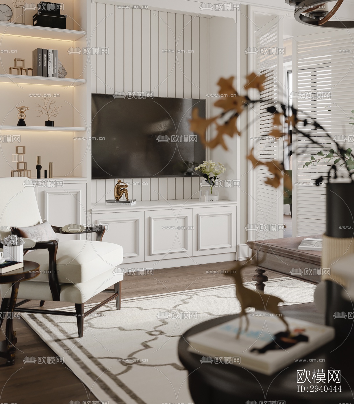 美式平层效果图下载（渲染图1）