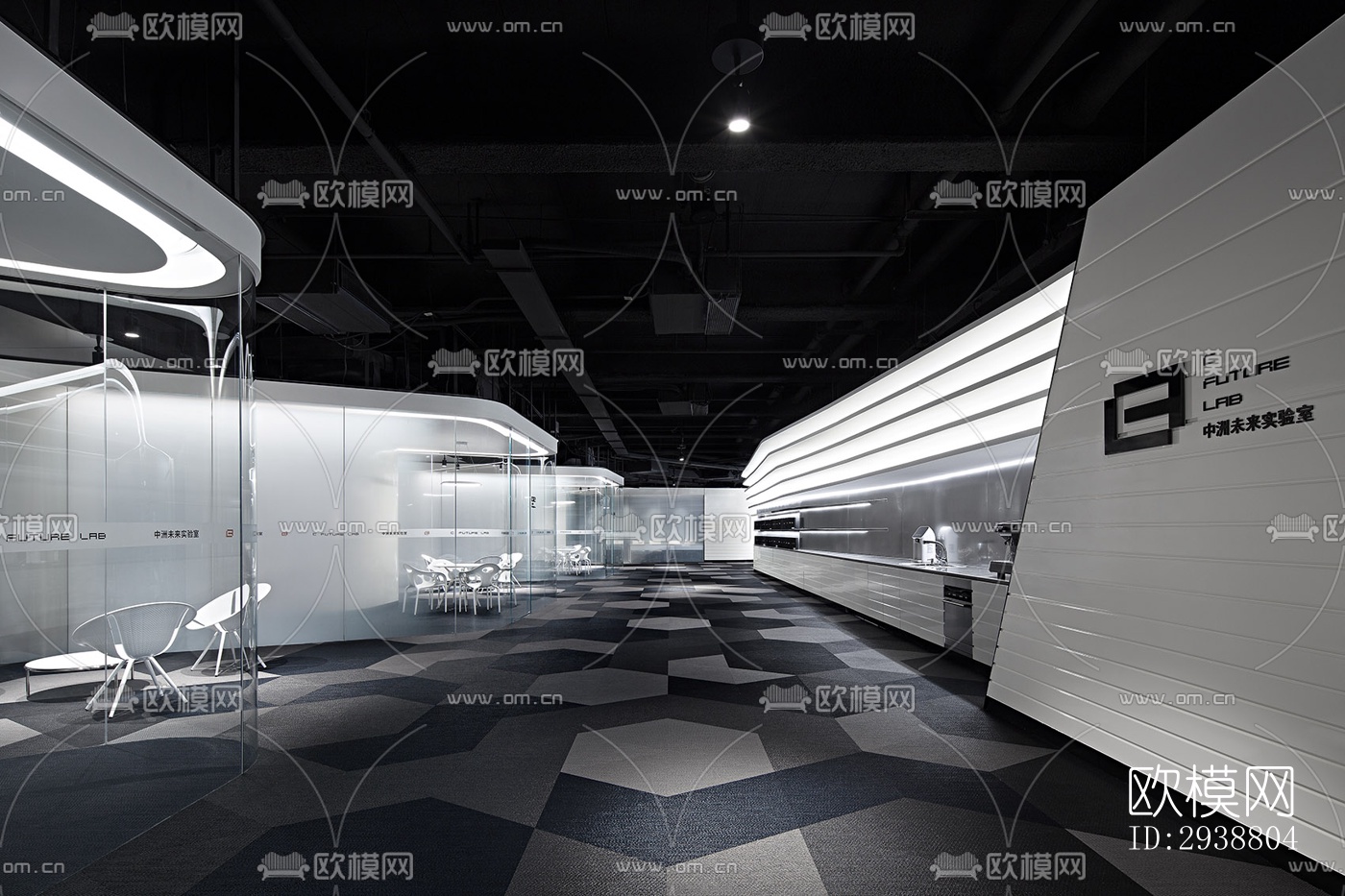 高级灰展览展厅效果图下载（渲染图8）