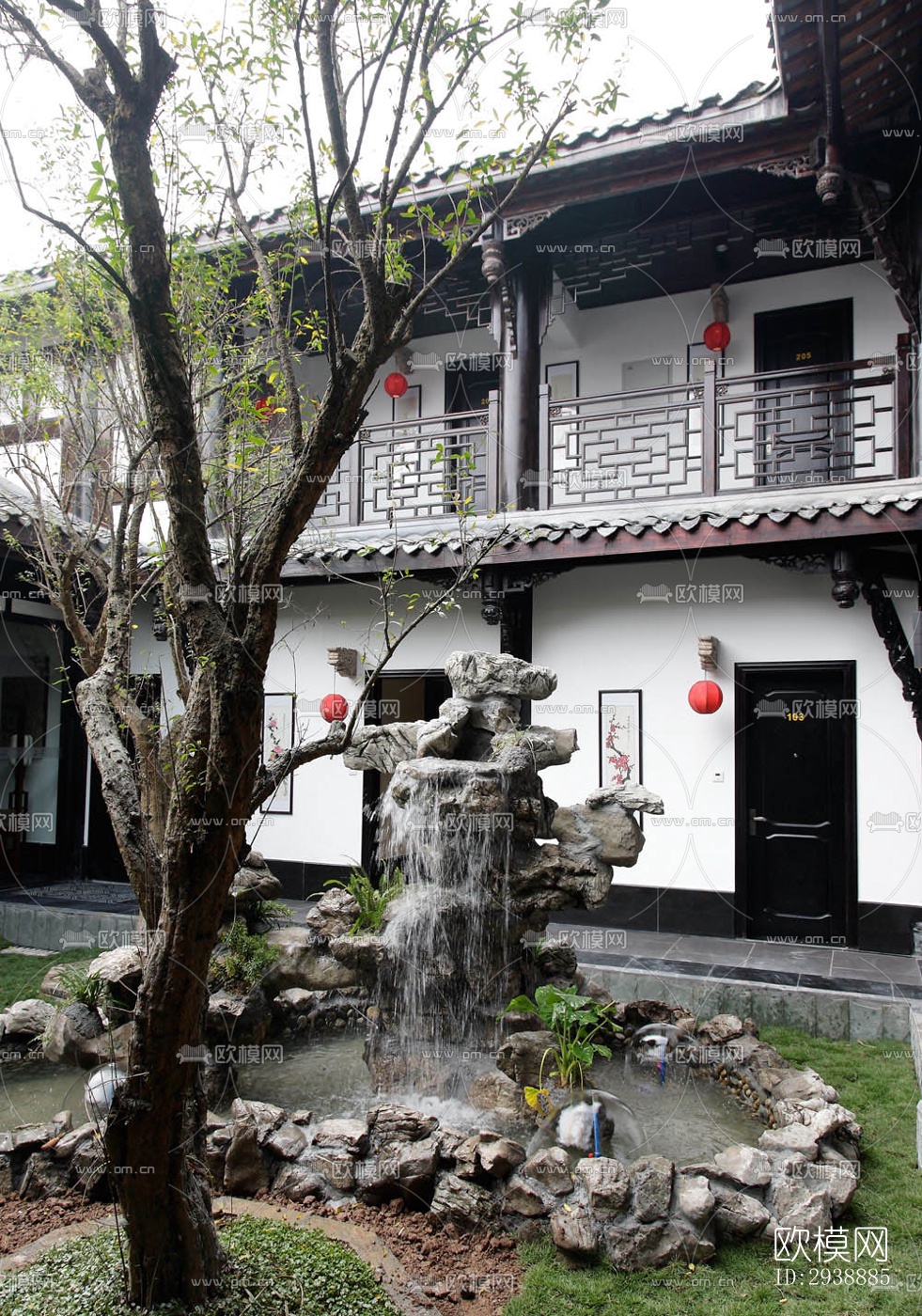 中式酒店民宿效果图下载（渲染图16）