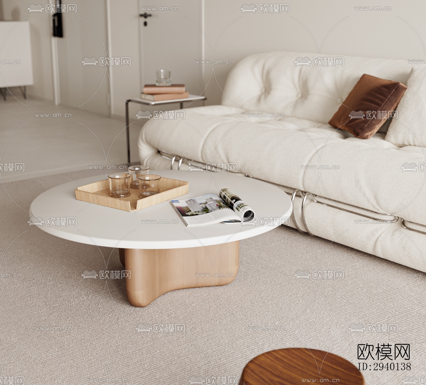 奶油风平层效果图下载（渲染图1）