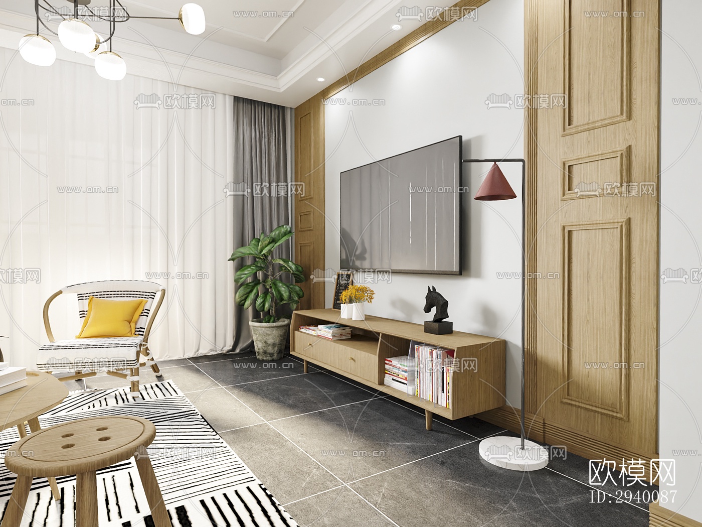 北欧平层效果图下载（渲染图4）