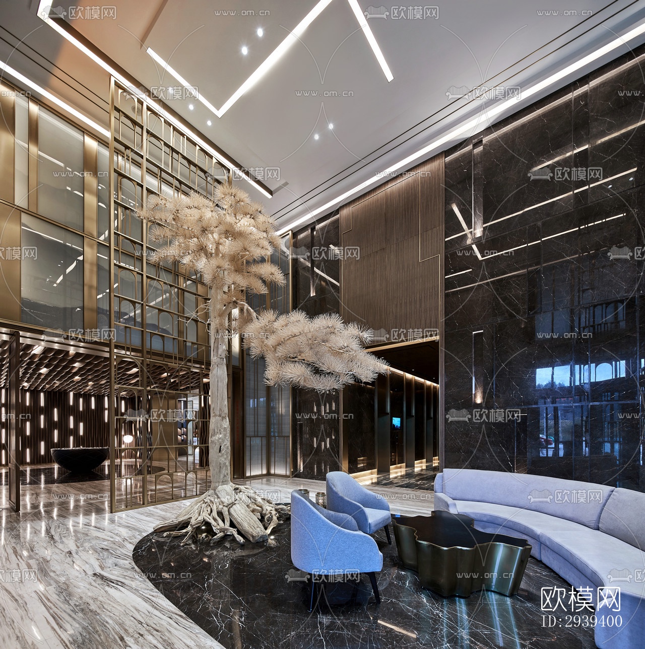 新中式酒店民宿效果图下载（渲染图15）