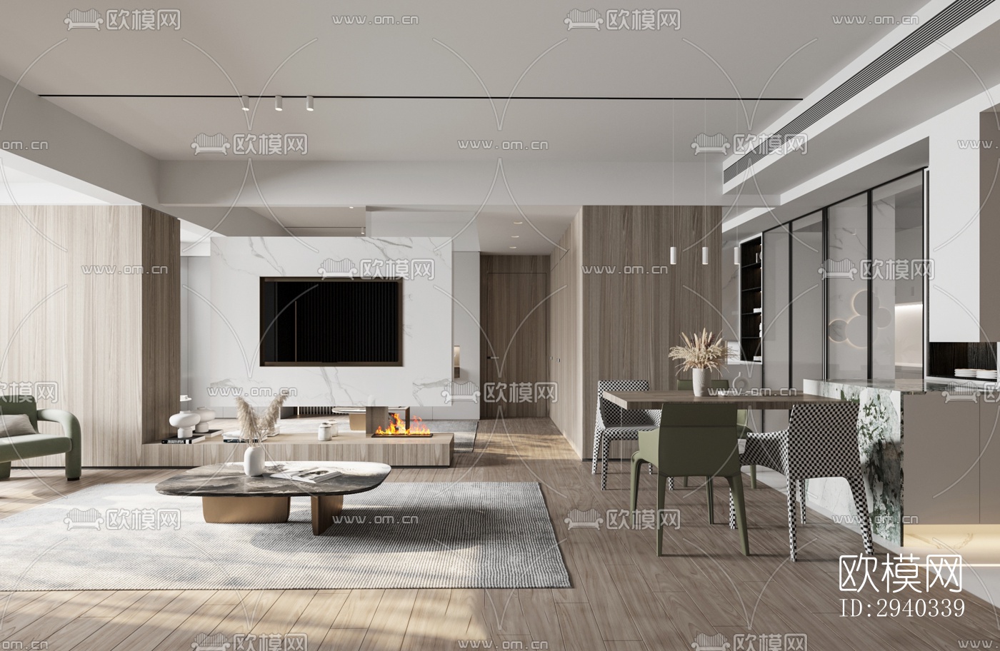 现代平层效果图下载（渲染图4）