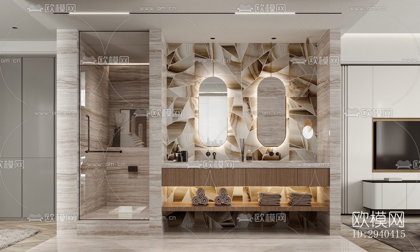 现代平层效果图下载（渲染图8）