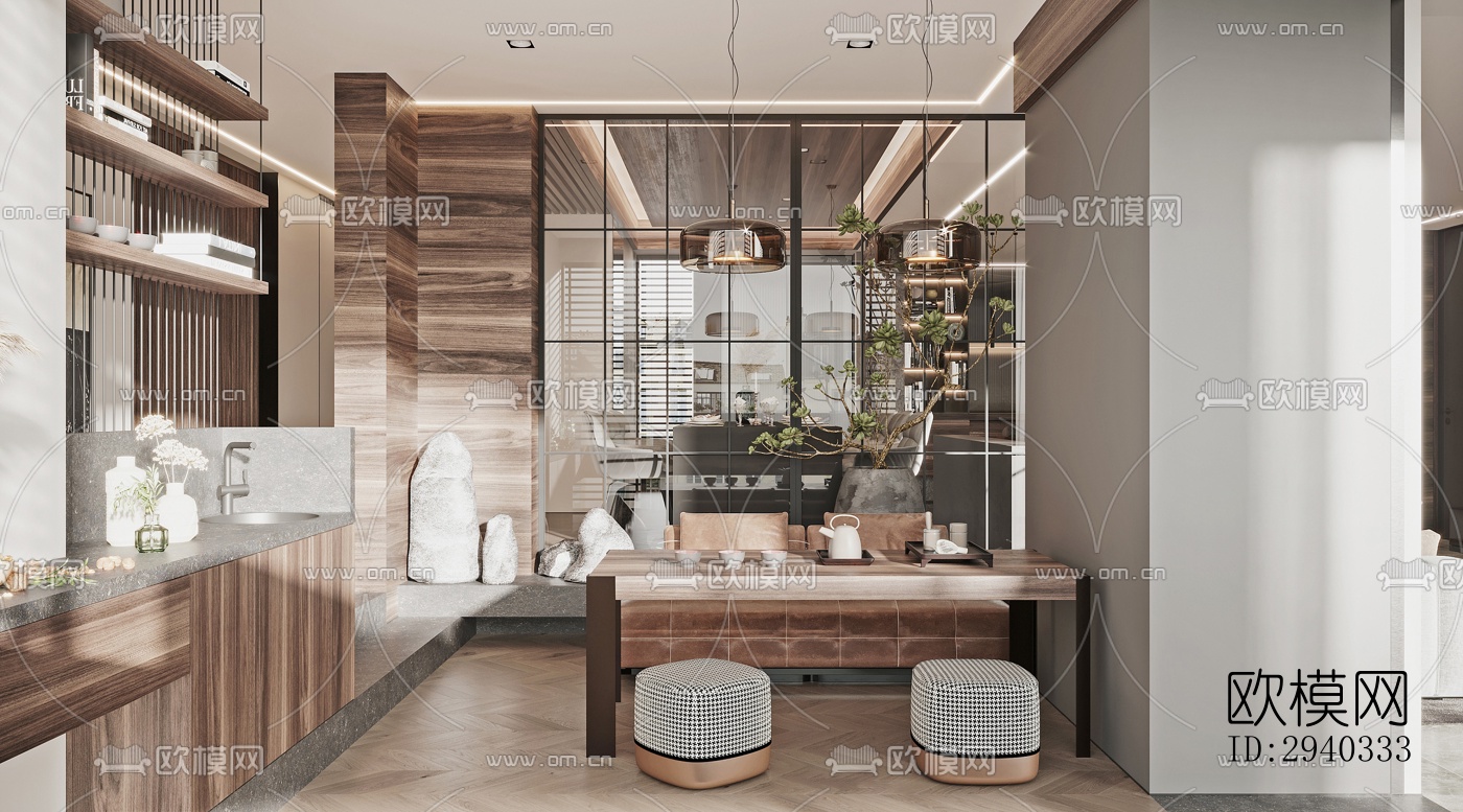 现代平层效果图下载（渲染图9）