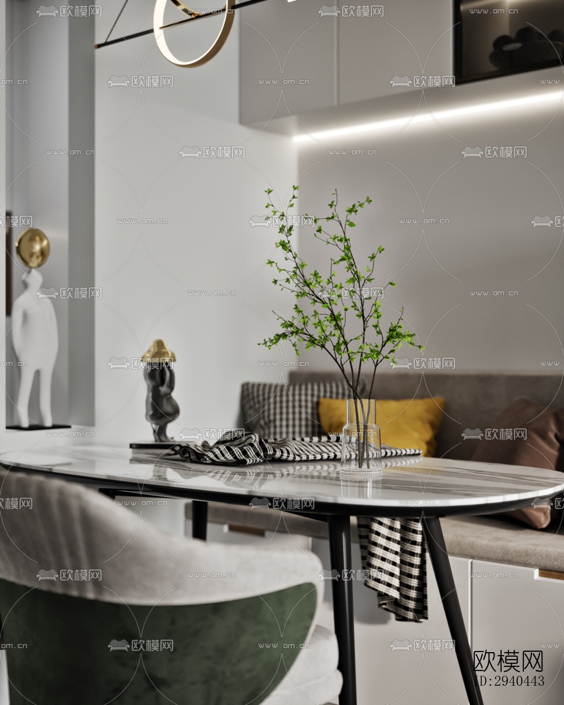 美式平层效果图下载（渲染图14）