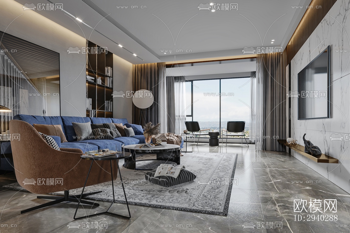 现代平层效果图下载（渲染图7）