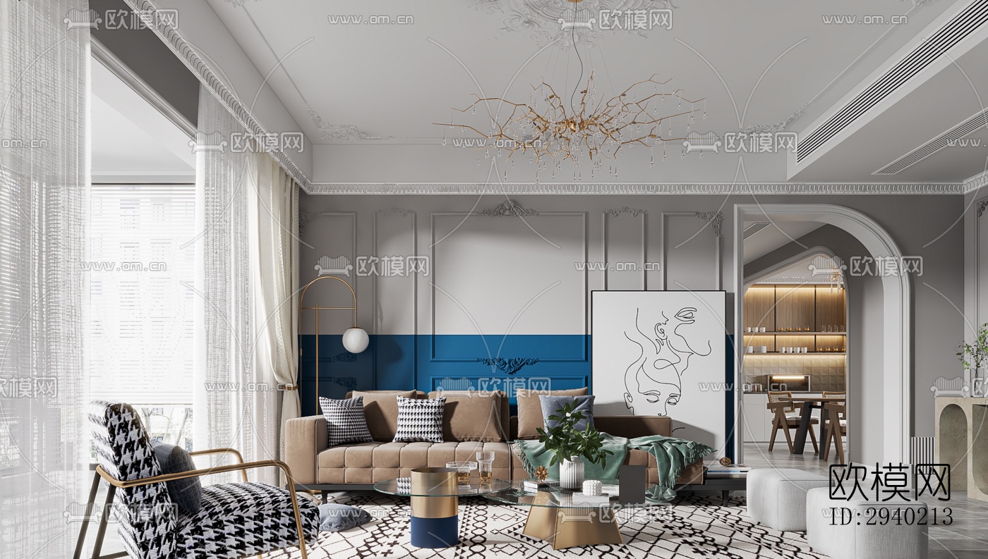 欧式平层效果图下载（渲染图7）