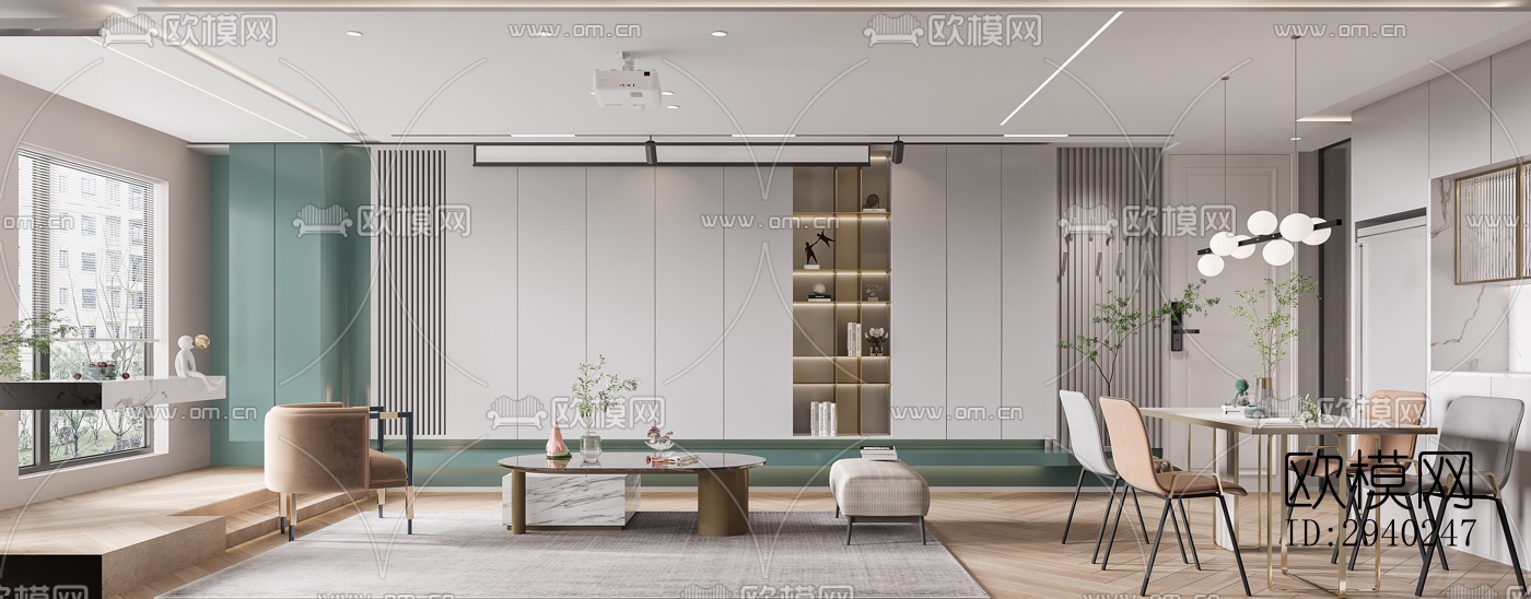 法式平层效果图下载（渲染图1）