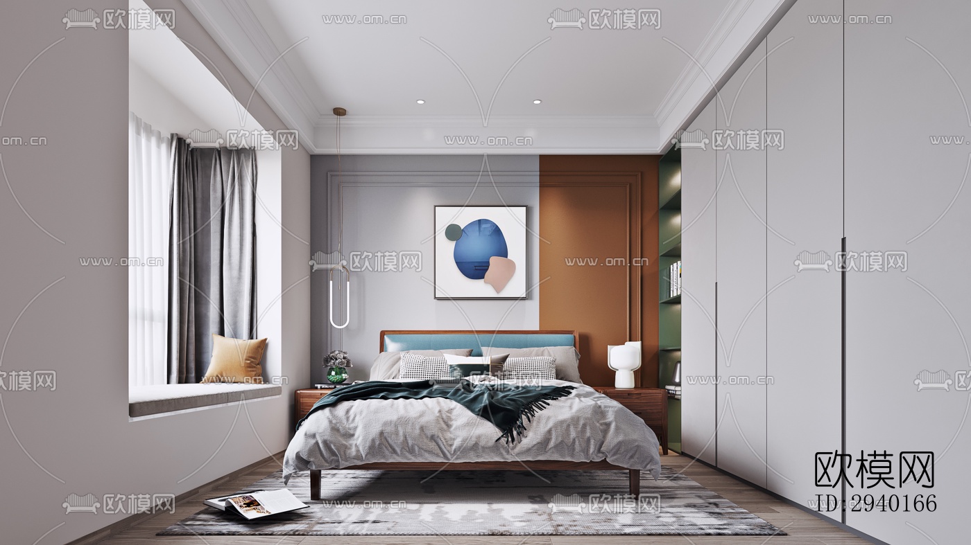 新中式平层效果图下载（渲染图1）