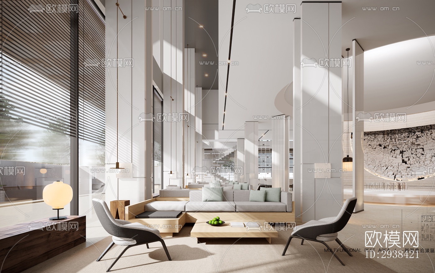 新中式售楼处效果图下载（渲染图19）