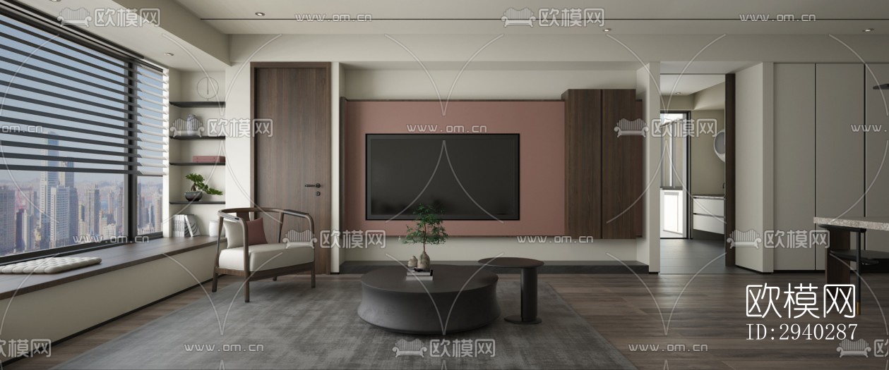 现代平层效果图下载（渲染图9）