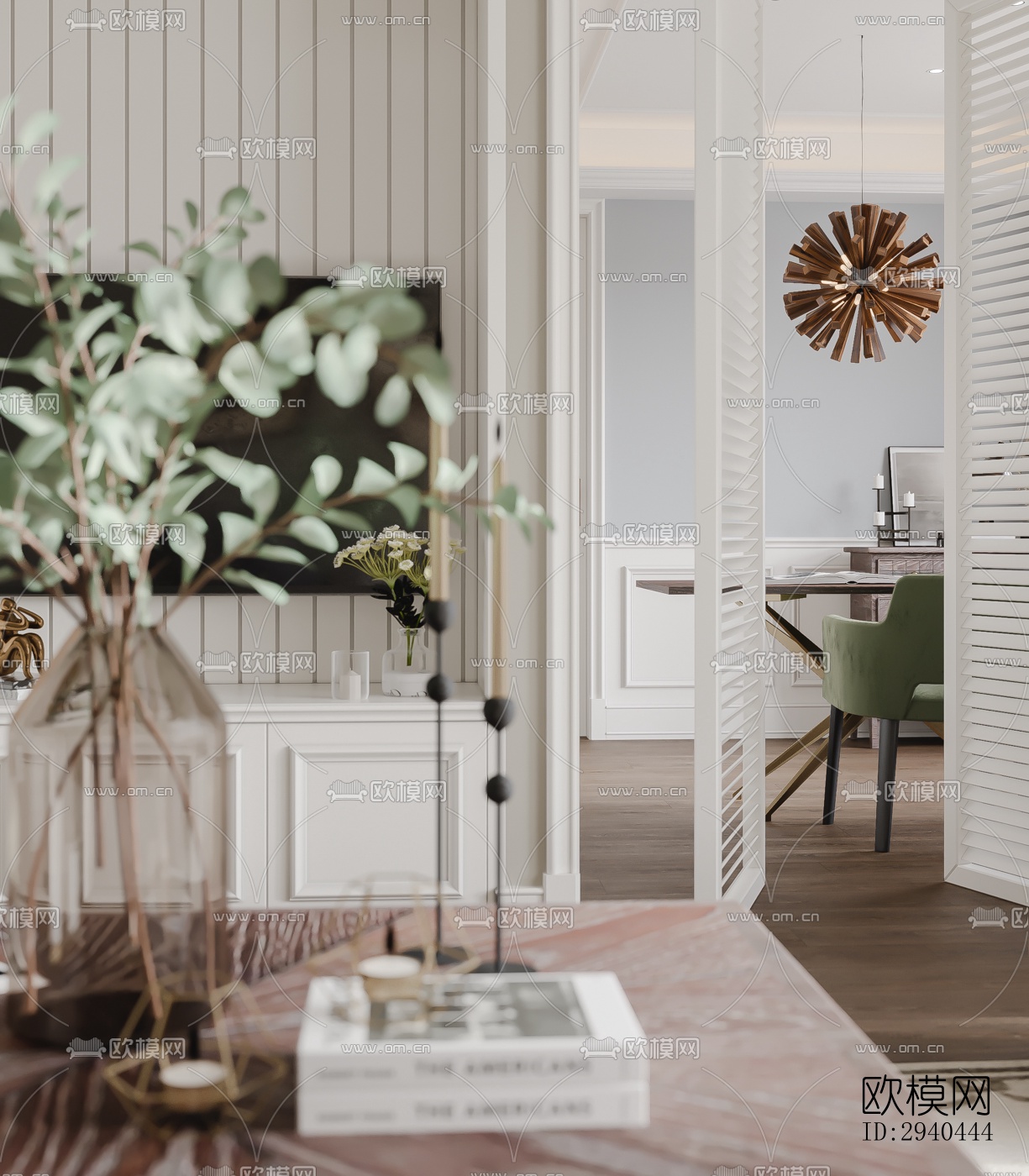 美式平层效果图下载（渲染图4）