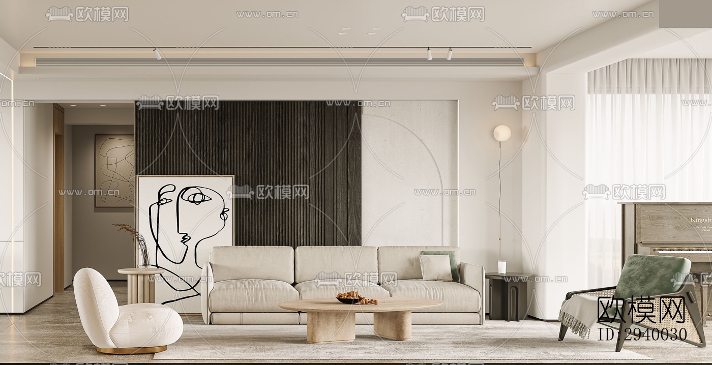 侘寂平层效果图下载（渲染图8）