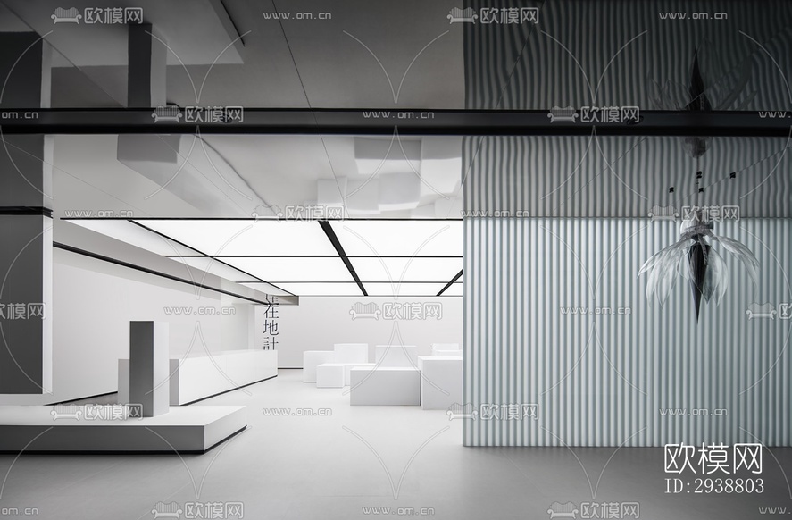 高级灰展览展厅效果图下载(渲染图9)