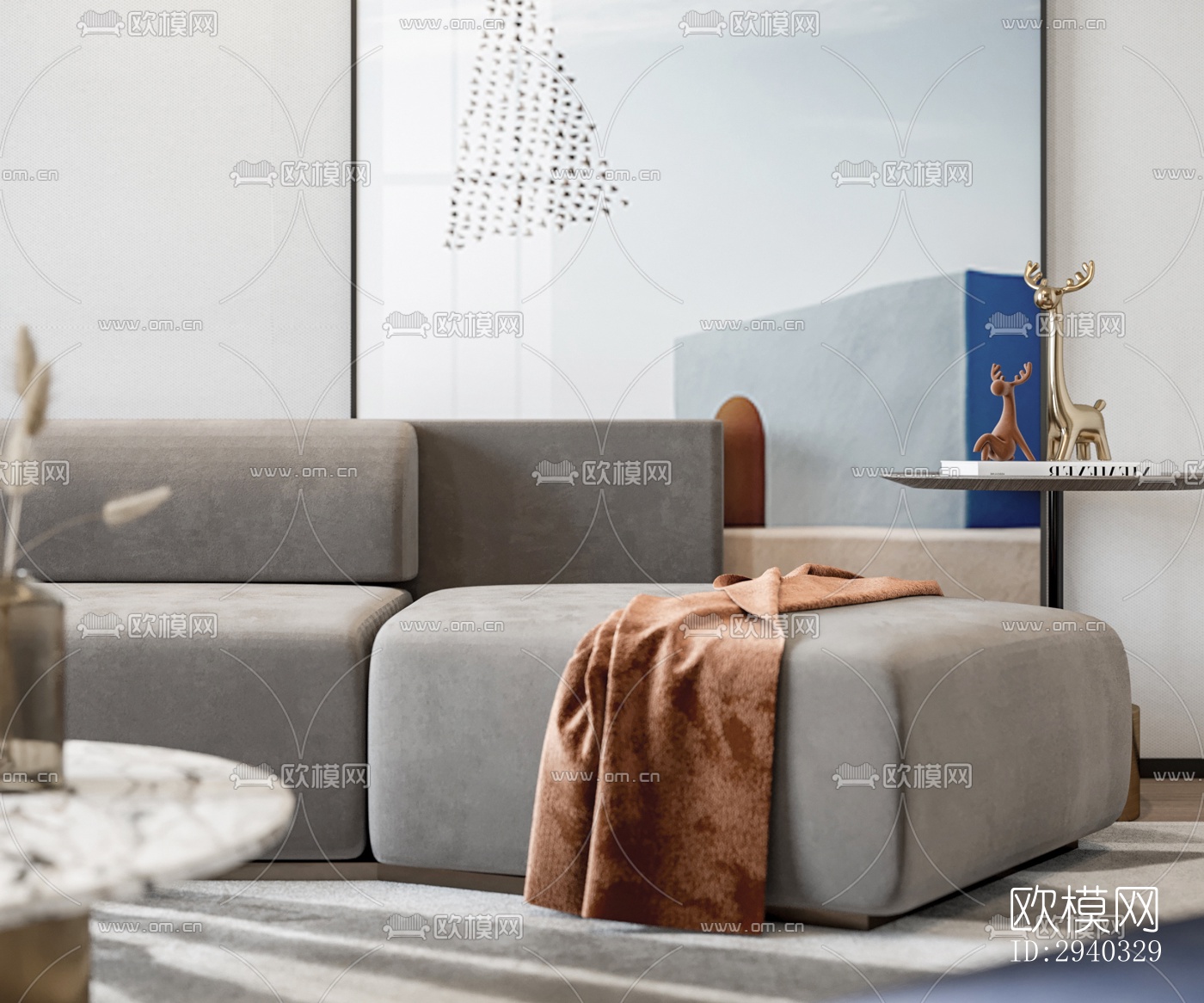 现代平层效果图下载（渲染图8）